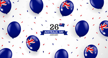 Vector Illustration of Australia Day. Background with balloons and confetti.のイラスト素材