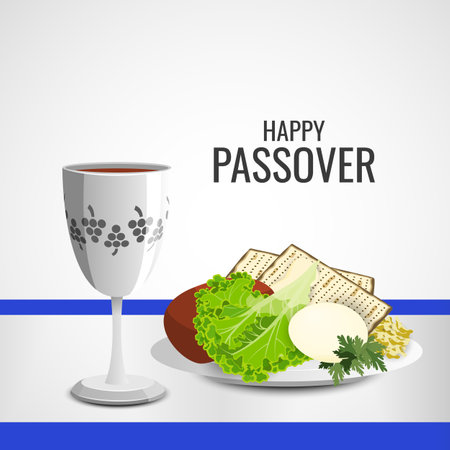 Vector Illustration of Happy Passover. Traditional jewish holiday.のイラスト素材