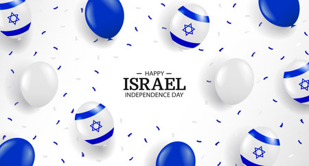 Vector Illustration of Independence Day of Israel. Background with balloons and confetti.のイラスト素材
