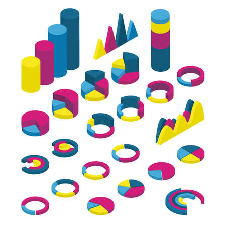 Isometric vector illustration. Set of business elements, infographics and diagrams.のイラスト素材