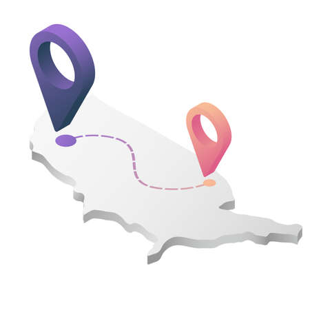 Vector Illustration. GPS route on the USA mapのイラスト素材