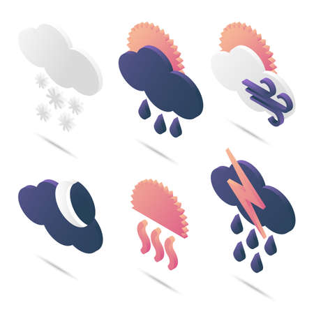 A set of weather isometric iconsのイラスト素材