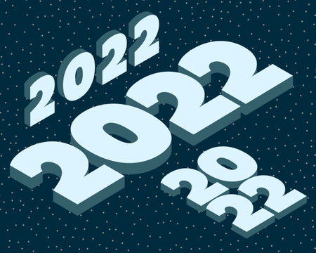 Vector illustration of New Year 2022. Isometric style.のイラスト素材