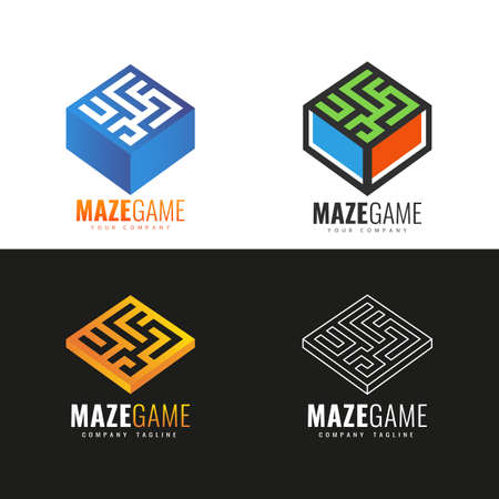 Set of logo template. Maze logo design.のイラスト素材