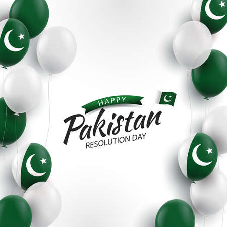 Vector Illustration of Pakistan Resolution Day. Background with balloonsのイラスト素材