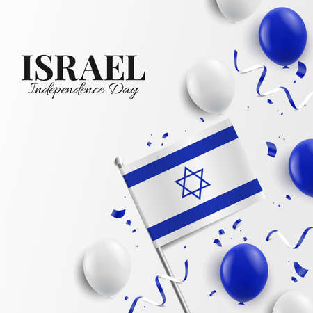 Vector Illustration of Israel Independence Day. background with balloons, flagsのイラスト素材