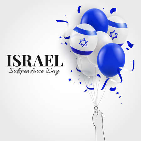 Vector Illustration of Israel Independence Day. hand with balloonsのイラスト素材