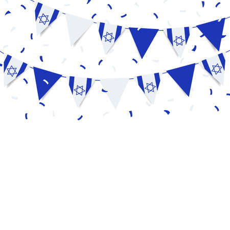 Vector Illustration of Israel Independence Day. Garland from the flag of Israel on a white background.のイラスト素材