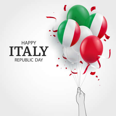 Vector Illustration of Republic Day Italy. hand with balloonsのイラスト素材