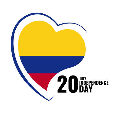 Vector Illustration of Colombia Independence Day. Colombia flag in heart shapeのイラスト素材
