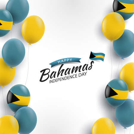 Vector Illustration of Bahamas Independence Day. Background with balloonsのイラスト素材