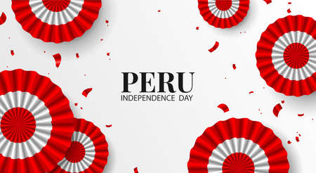 Vector Illustration of Peru Independence Day. celebration banner. Cockade national symbol of Peruのイラスト素材