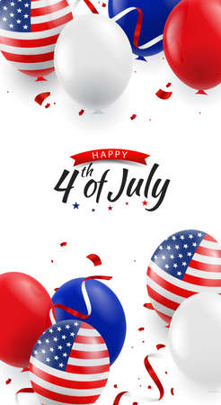 Vector Illustration of the Fourth of June. celebration banner. background with balloons.のイラスト素材