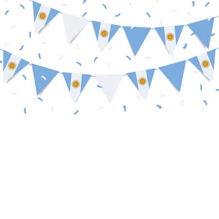 Vector Illustration of Independence Day of Argentina. Garland with the flag of Argentina on a white background.のイラスト素材