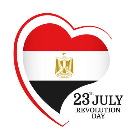 Vector Illustration of Revolution Day Egypt. Egypt flag in heart shapeのイラスト素材