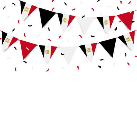 Vector Illustration of Revolution Day Egypt. Garland with the flag of Egypt on a white background.のイラスト素材