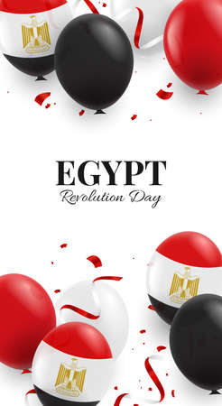 Vector Illustration of Revolution Day Egypt. celebration banner. background with balloons.のイラスト素材