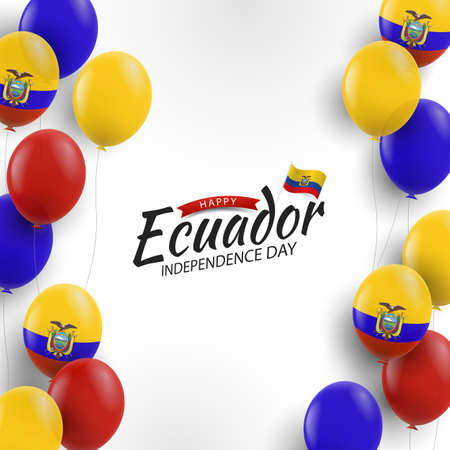 Vector Illustration of Ecuador Independence Day. Background with balloonsのイラスト素材