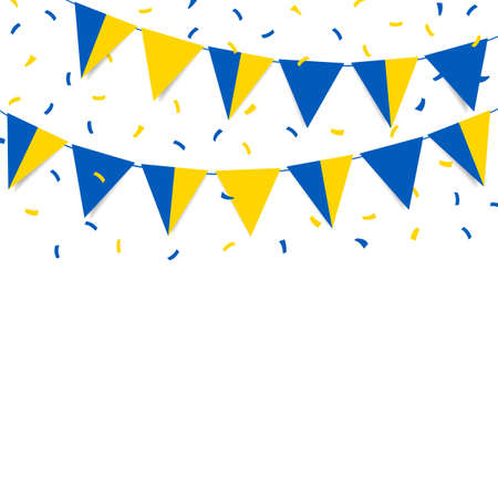 Vector Illustration of Ukraine Independence Day. Garland with the flag of Ukraine on a white background.のイラスト素材