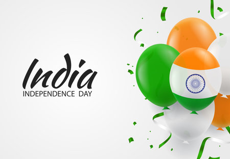 Vector Illustration of India Independence Day. Background with balloonsのイラスト素材