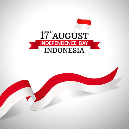 Vector Illustration of Independence Day in Indonesia. ribbonのイラスト素材