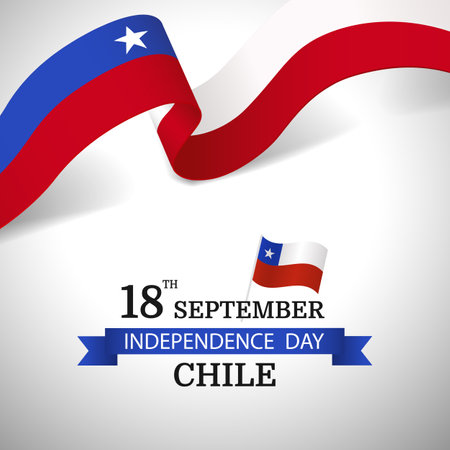 Vector Illustration of Chile Independence Day. ribbonのイラスト素材