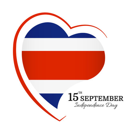 Vector Illustration of Independence Day in Costa Rica. national flag in heart shapeのイラスト素材