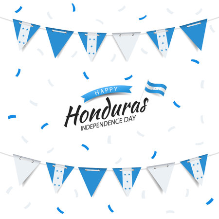 Vector Illustration of Honduras Independence Day. Garland with the flag of Honduras on a white background.のイラスト素材
