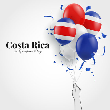 Vector Illustration of Independence Day in Costa Rica. Hand with balloons.のイラスト素材