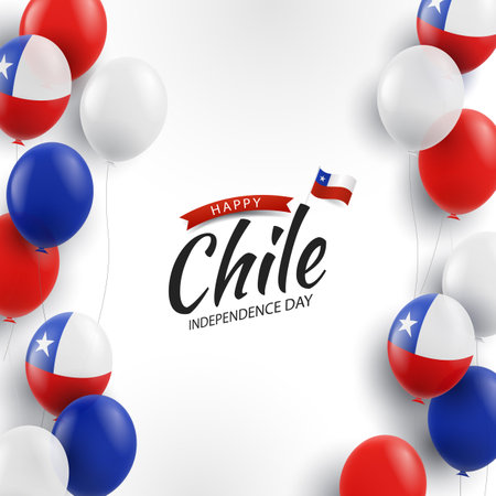 Vector Illustration of Chile Independence Day. Background with balloonsのイラスト素材