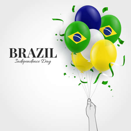 Vector Illustration of Brazil Independence Day. Hand with balloons.のイラスト素材