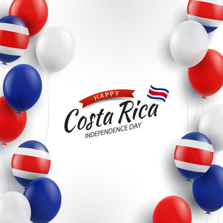Vector Illustration of Independence Day in Costa Rica. Background with balloonsのイラスト素材