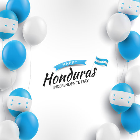 Vector Illustration of Honduras Independence Day. Background with balloonsのイラスト素材