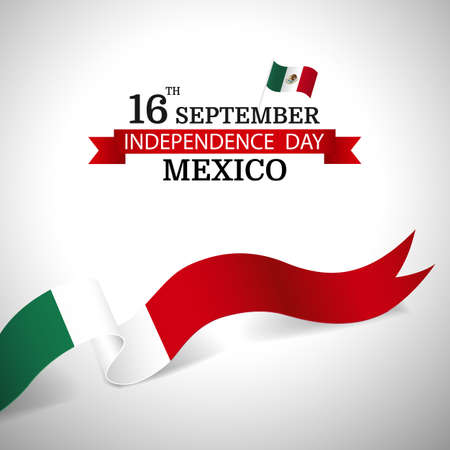 Vector Illustration of Mexico Independence Day. ribbonのイラスト素材