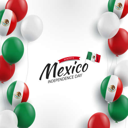 Vector Illustration of Mexico Independence Day. Background with balloonsのイラスト素材