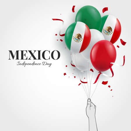 Vector Illustration of Mexico Independence Day. Hand with balloons.のイラスト素材