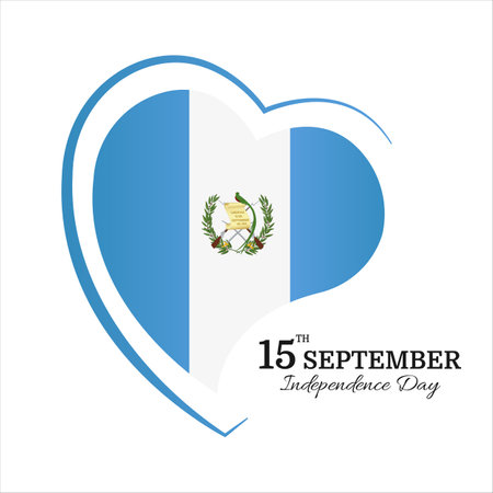 Vector Illustration of Guatemala Independence Day. Guatemala flag in heart shapeのイラスト素材