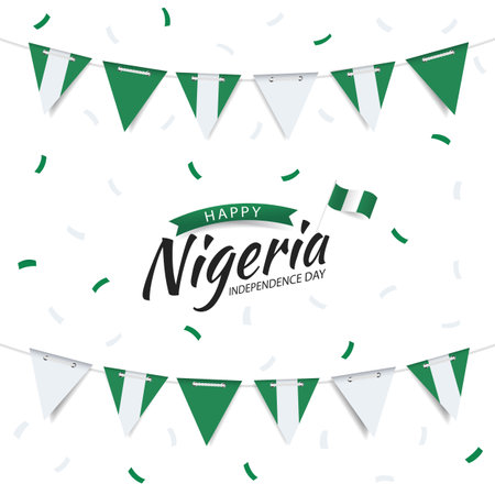 Vector Illustration of Nigeria Independence Day. Garland with the flag of Nigeriaのイラスト素材
