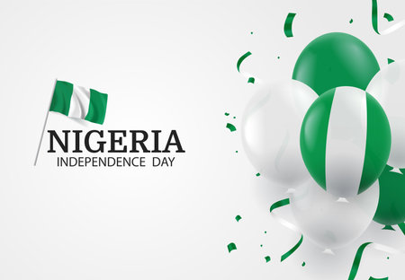 Vector Illustration of Nigeria Independence Day. Background with balloonsのイラスト素材