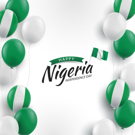 Vector Illustration of Nigeria Independence Day. Background with balloonsのイラスト素材