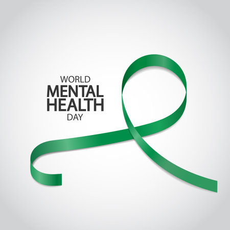 Vector Illustration of World Mental Health Day. ribbonのイラスト素材