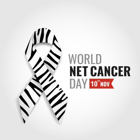 Vector Illustration of NET Cancer Day. ribbonのイラスト素材