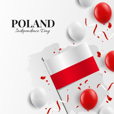 Vector Illustration of Poland Independence Day. background with balloons, flagsのイラスト素材