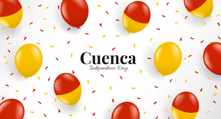 Vector Illustration of Cuenca Independence Day. Background with balloonsのイラスト素材