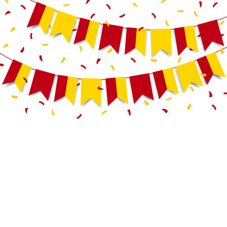 Vector Illustration of Cuenca Independence Day. Garland with the flag of Cuenca on a white background.のイラスト素材