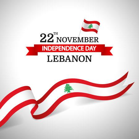 Vector Illustration of Independence Day in Lebanon. ribbonのイラスト素材