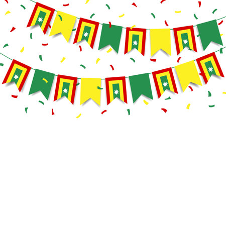 Vector Illustration of Cartagena Independence Day. Garland with the flag of Cartagena on a white background.のイラスト素材