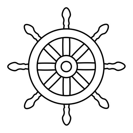 Ship steering wheel icon. linear style icon isolated on white background. vector illustration.のイラスト素材