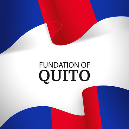 Vector Illustration of Foundation of Quito. ribbonのイラスト素材