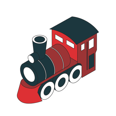 Vector illustration Locomotive. isometric style.のイラスト素材